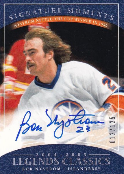 AUTO karta BOB NYSTROM 04-05 UD Legends Classics Signature Moments /125